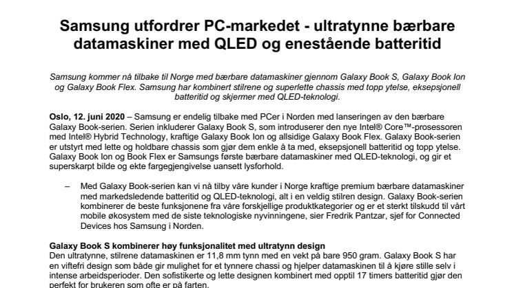 Samsung utfordrer PC-markedet - ultratynne bærbare datamaskiner med QLED og enestående batteritid