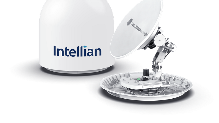 Intellian’s innovative, future-proof v85NX antenna, with the new logo