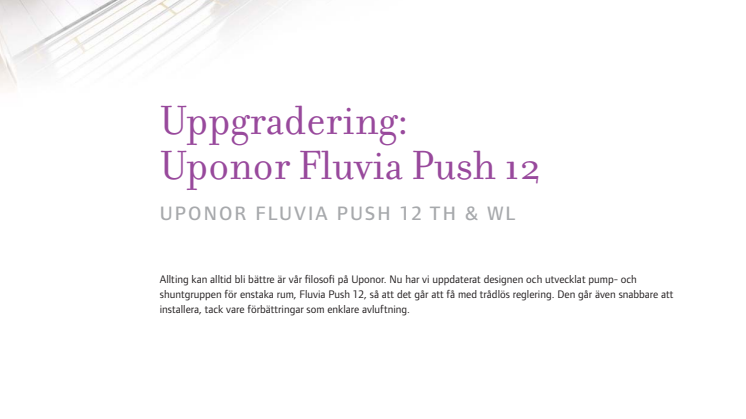 Uppgradering: Uponor Fluvia Push 12