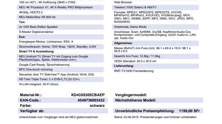 KD-43X8305C von Sony