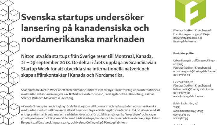 Svenska startups undersöker lansering på kanadensiska och nordamerikanska marknaden