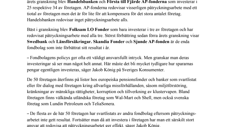 Många kontroversiella företag i svenska sparfonder