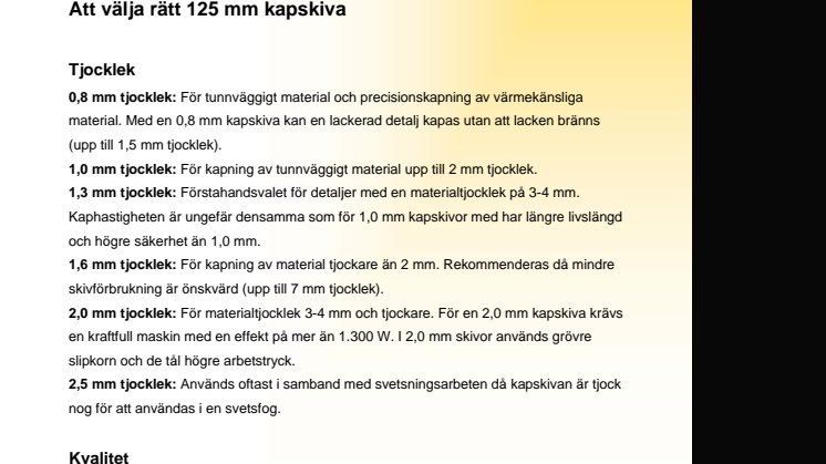 Att välja rätt Flexovit 125 mm kapskiva