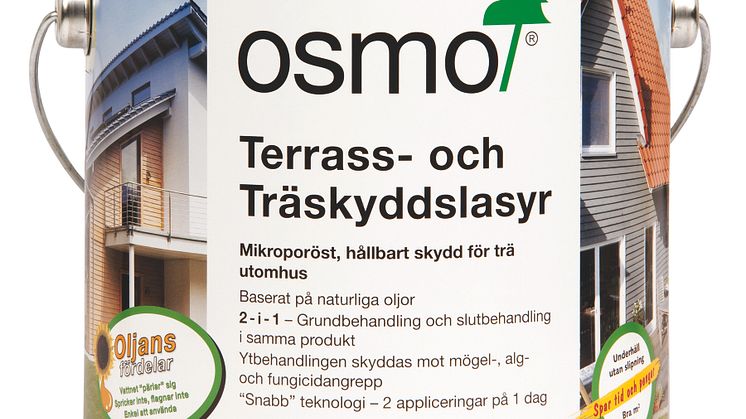Tre nya kulörer Osmo Terrass- och Träskyddslasyr burk bild