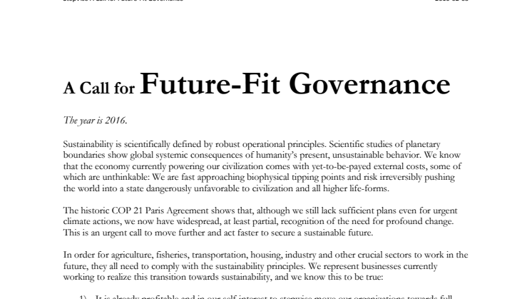 ​A Call for Future-Fit Governance