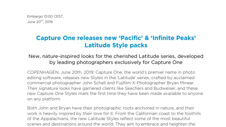 Capture One releases new ‘Pacific’ & ‘Infinite Peaks’ Latitude Style packs