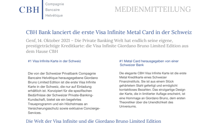 CBH Bank Medienmitteilung - Visa Infinite Launch - 14. Oktober 2021.pdf