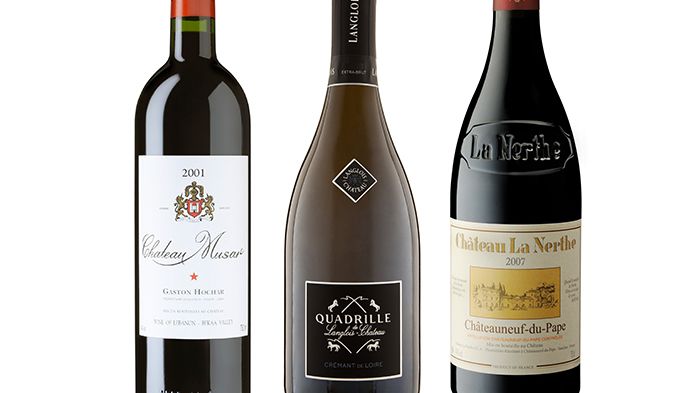  Château La Nerthe Rouge 2007, Quadrille de Langlois Extra Brut 2012 & Chateau Musar 2001