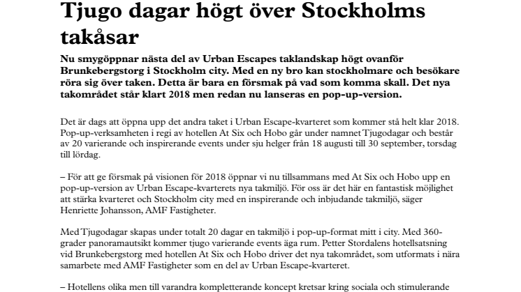 Tjugo dagar högt över Stockholms takåsar