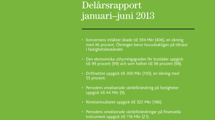 Delårsrapport januari - juni 2013