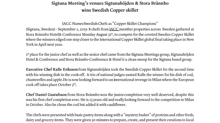 Sigtuna Meetings i topp på svenska Copper skillet