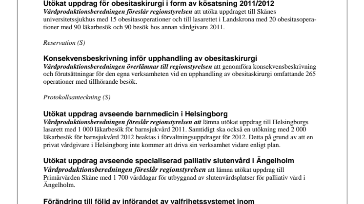 Pressinformation från Vårdproduktionsberedningen/-utskottet 2011-09-01