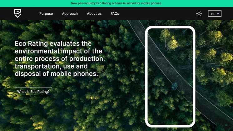 Fem mobiloperatörer lanserar en gemensam miljörating, Eco Rating i Europa i juni 2021. Bild: https://www.ecoratingdevices.com/