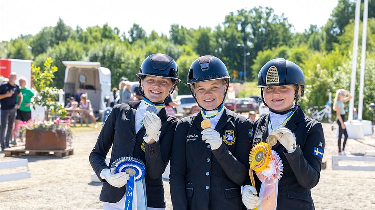 I helgen rids Folksam Ponny-SM i dressyr på Lugnet i Falun. Totalt ska 15 SM-medaljer delas ut. Foto: Roland Thunholm