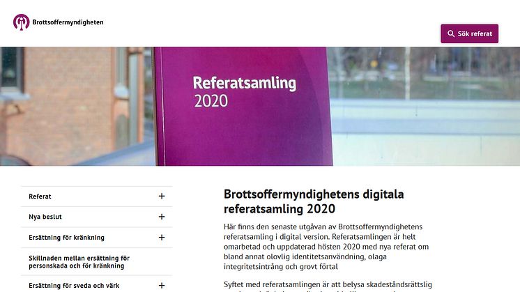 Brottsoffermyndigheten lanserar en ny digital referatsamling