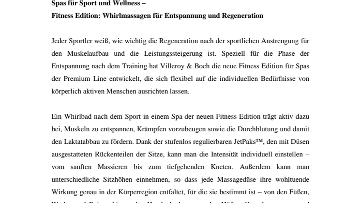 Spas für Sport und Wellness – Fitness Edition: Whirlmassagen für Entspannung und Regeneration 