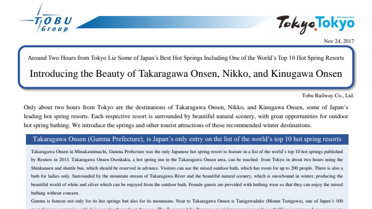 Introducing the Beauty of Takaragawa Onsen, Nikko, and Kinugawa Onsen