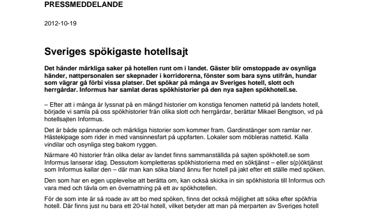 Sveriges spökigaste hotellsajt