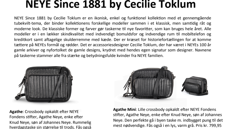 NEYE Since 1881 by Cecilie Toklum - faktaark