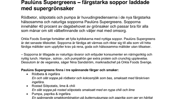 Paulúns Supergreens – färgstarka soppor laddade med supergrönsaker