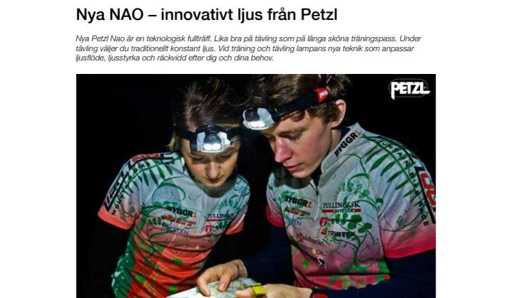 Nya NAO – innovativt ljus från Petzl