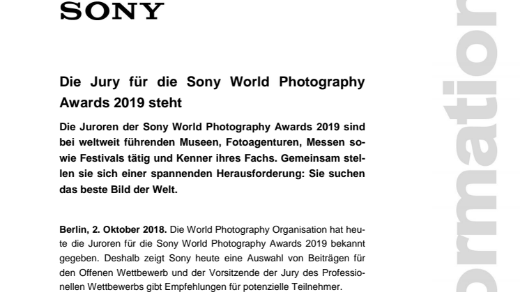 Die Jury für die Sony World Photography Awards 2019 steht