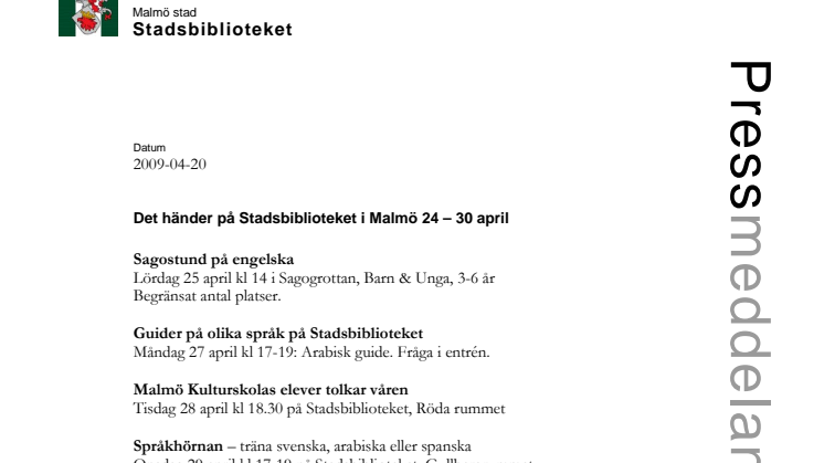 Välsmakande Världsbokdag tor 23 april på Stadsbiblioteket i Malmö