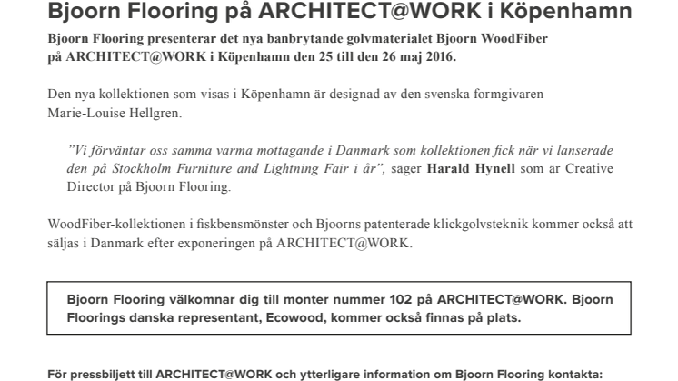 Bjoorn Flooring på ARCHITECT@WORK i Köpenhamn