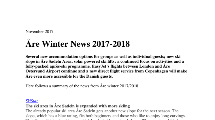 Åre Winter News 2017-2018