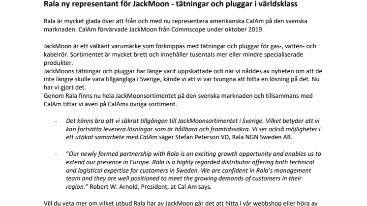 Rala ny representant för JackMoon i Sverige