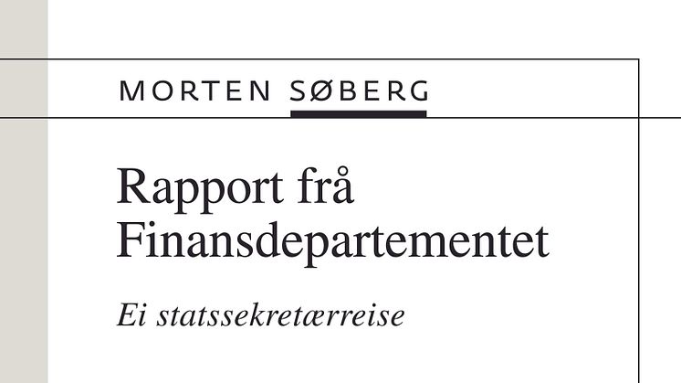 Morten Søberg klar med "Rapport frå Finansdepartementet - ei statssekretærreise" 9.4.