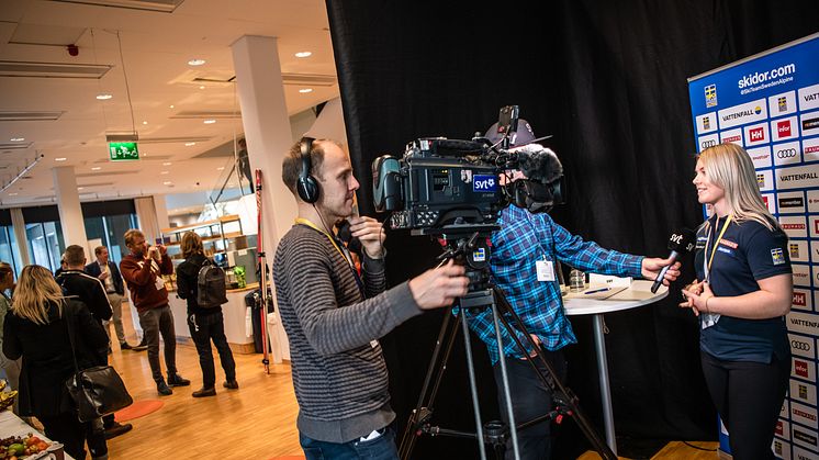 Dags för Svenska Skidförbundets årliga medieupptakt. Foto: Bildbyrån.