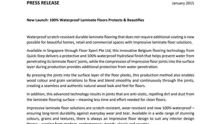 New Launch: 100% Waterproof Laminate Floors Protects & Beautifies