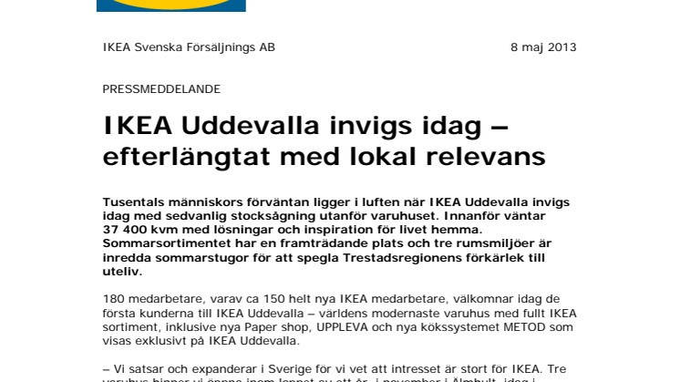 IKEA Uddevalla invigs idag – efterlängtat med lokal relevans