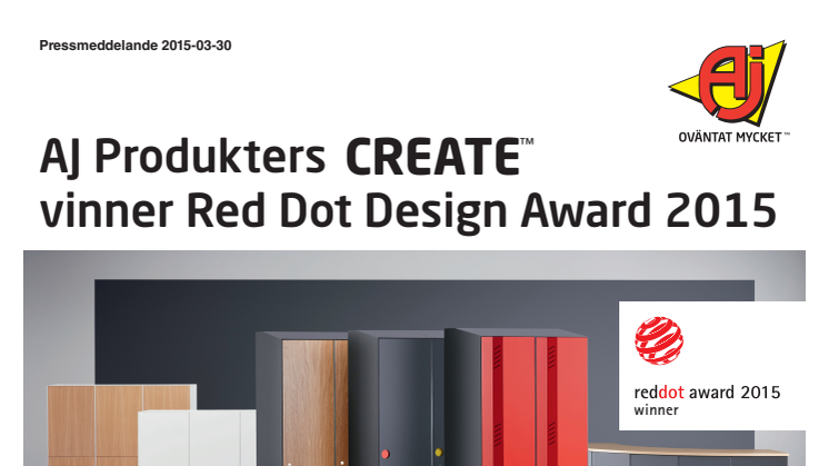 AJ Produkters CREATE™ vinner Red Dot Design Award 2015