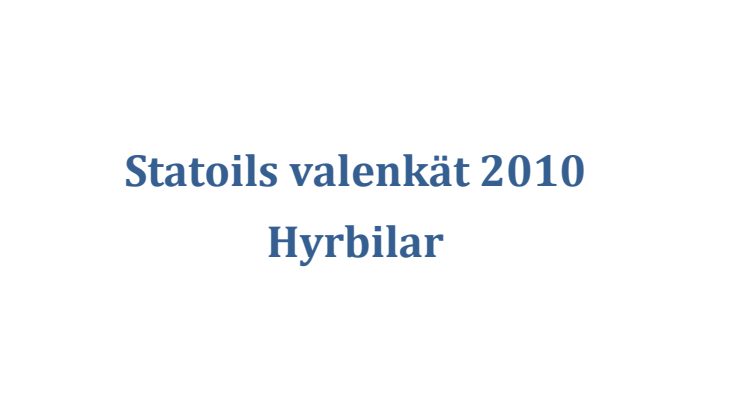 Statoils valenkät 2010 Hyrbilar