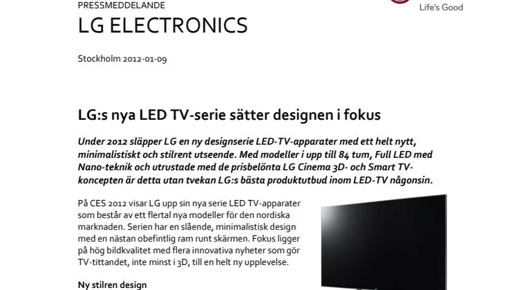 LG:s nya LED TV-serie sätter designen i fokus