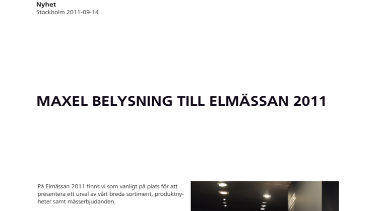 Maxel Belysning till Elmässan 2011