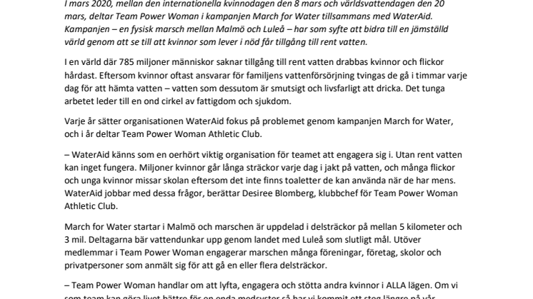 TEAM Power Woman & WaterAid för jämställdhet och rent vatten