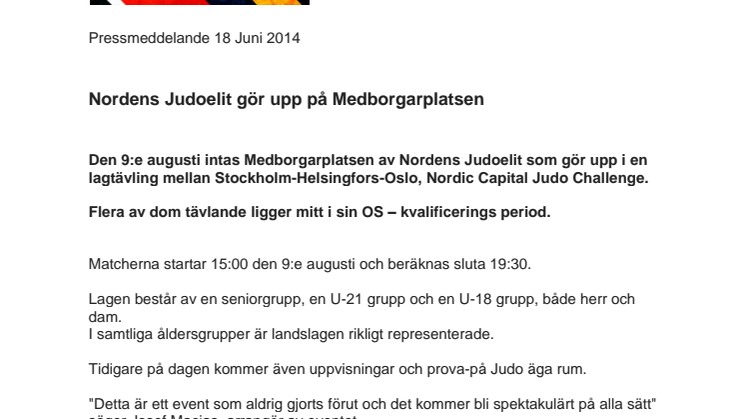 Nordens Judoelit gör upp på Medborgarplatsen