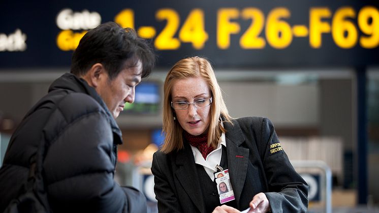 Securitas tar över bemanningen av säkerhetskontrollen på Örnsköldsvik Airport. Flygplatsen är nu en av de 19 flygplatser Securitas bedriver säkerhetsuppdrag vid. Foto: Securitas Sverige AB.