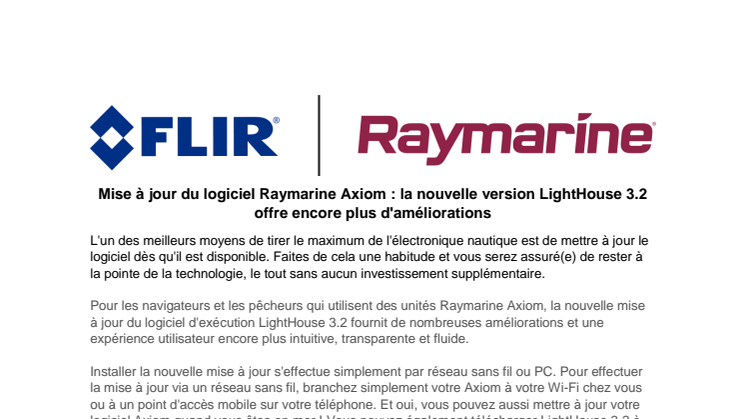 Raymarine: Mise à jour du logiciel Raymarine Axiom : la nouvelle version LightHouse 3.2 offre encore plus d'améliorations