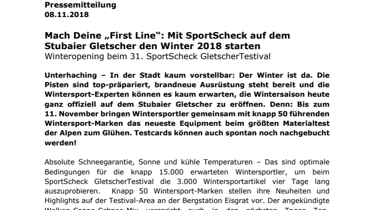 Mach Deine „First Line“: Mit SportScheck auf dem Stubaier Gletscher den Winter 2018 starten. 