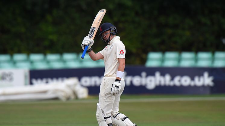 Ollie Pope, playing for England Lions against India A at Worcester, July 2018.