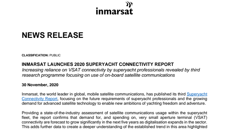 Inmarsat Launches 2020 Superyacht Connectivity Report 