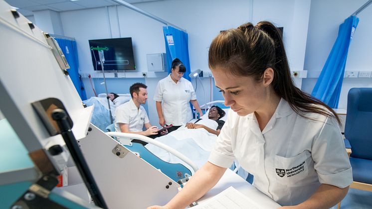 Student Wendy Parry working on the simulation ward at Northumbria's Clinical Skills Centre