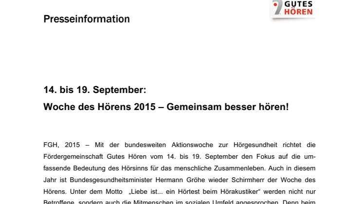 ​14. bis 19. September: Woche des Hörens 2015 – Gemeinsam besser hören!