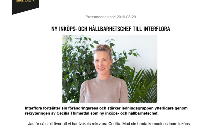 Ny inköps- och hållbarhetschef till Interflora