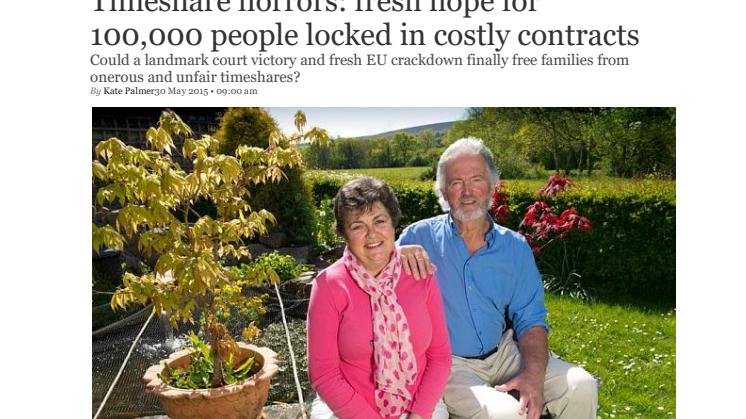 Reproduced from Daily Telegraph May 2015:  Timeshare horrors:  Fresh hope for 100,000 people locked in costly contracts