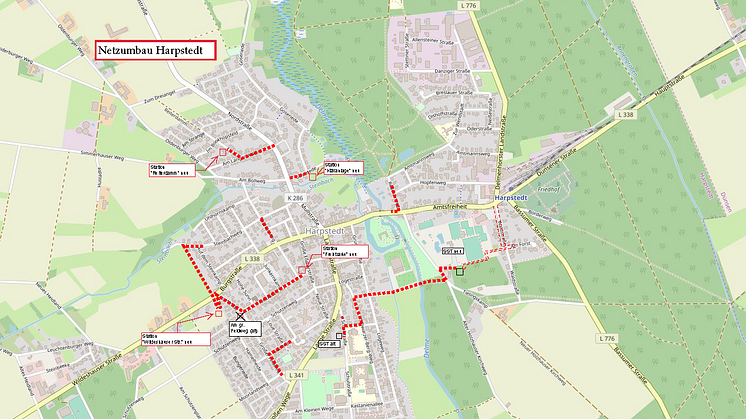 Übersichtskarte des Trassenmanagements in Harpstedt 